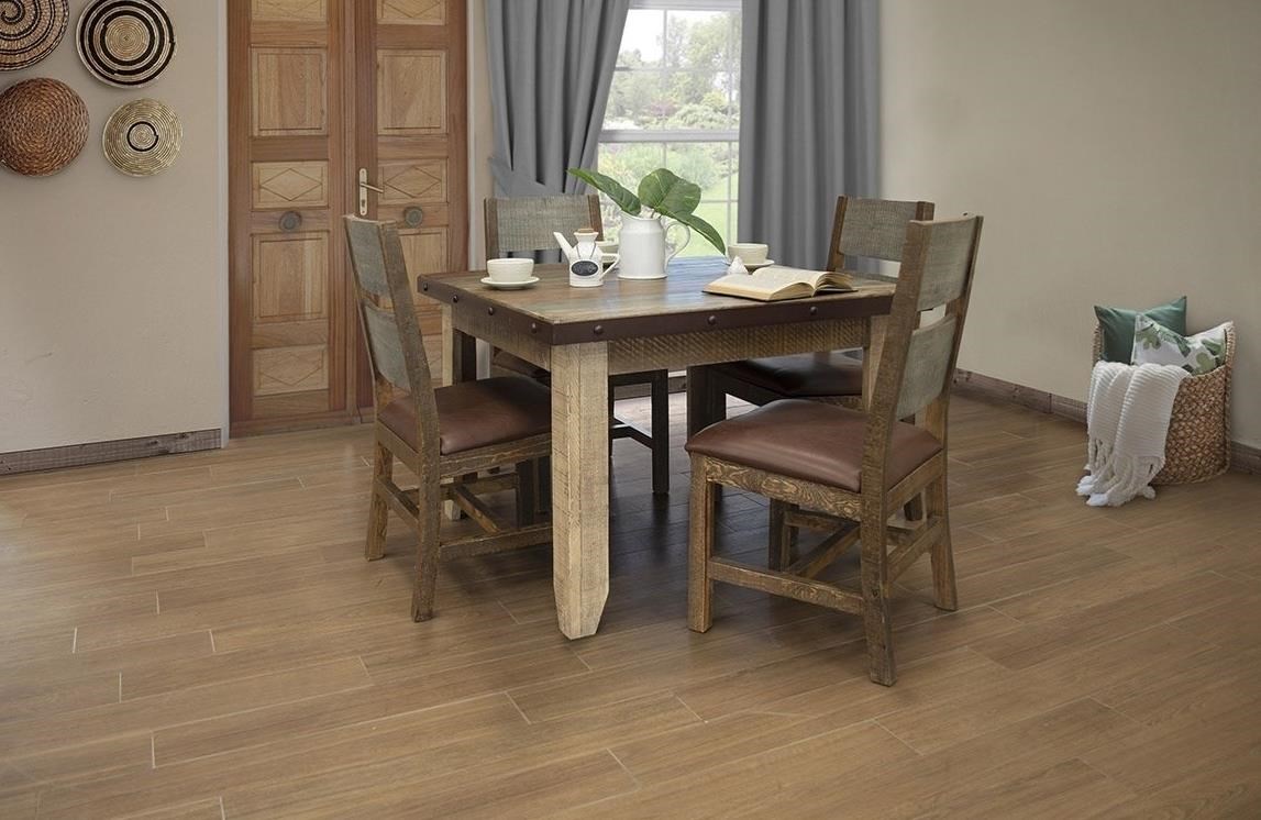 International Furniture Direct Antique 963 DRKTABWO8513 Rustic Solid